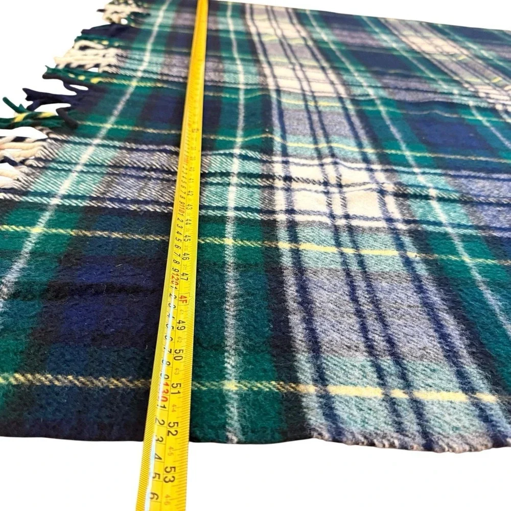 Vintage Troy Robe Blanket Throw Tartan Plaid Wool Stadium Bed Fringed 57x52